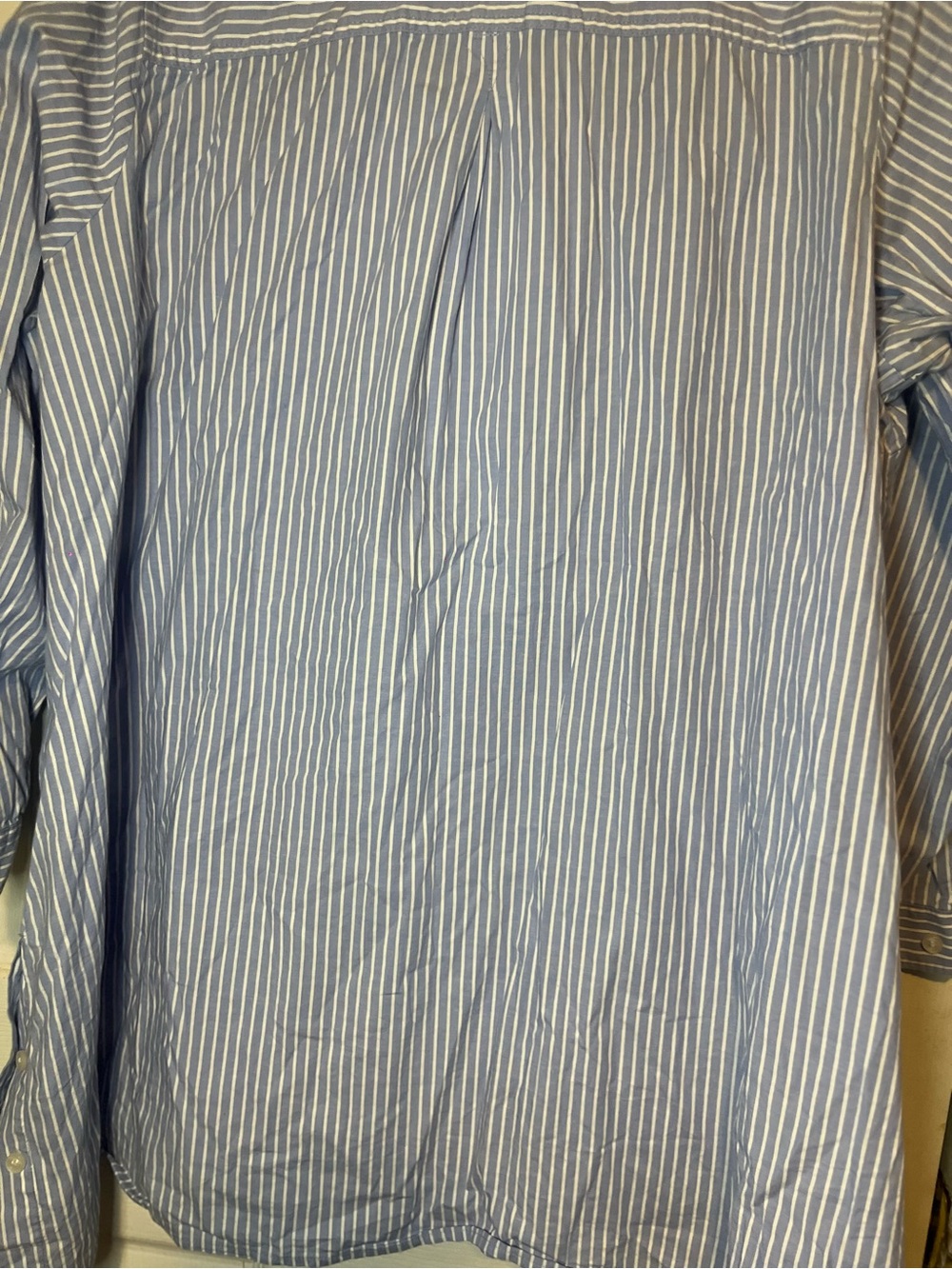 Size 22, Love & Legend Blue Striped Button-Up Shirt with Floral Embroidery - Picture 6 of 15